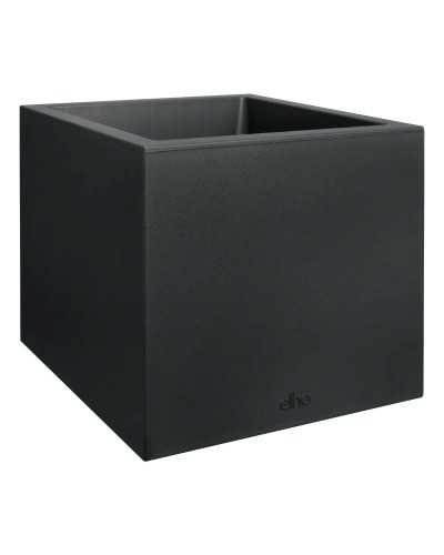 Pot de fleurs carré Elho noir 39 cm, plastique durable pour intérieurs modernes.
