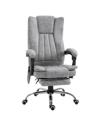  Sedia da Ufficio Massaggiante e Riscaldante ad Altezza Regolabile, Poltrona con Poggiapiedi, Sedia Ergonomica in Microfibra, 62