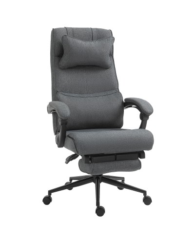  Sedia da Ufficio Ergonomica ad Altezza Regolabile con Braccioli e Poggiapiedi, 66x70x115-123 cm, Grigia