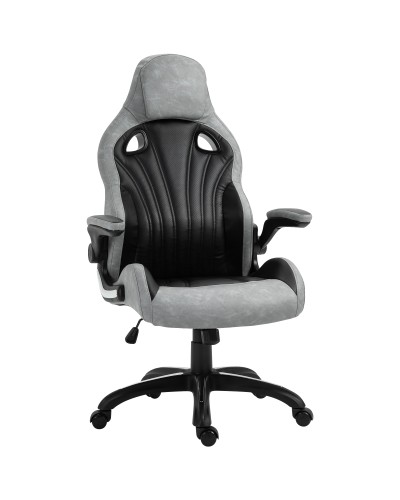 Ergonomic Gaming Chair Office Desk Chair, High Back, Swivel and Adjustable Height, Black and Grey