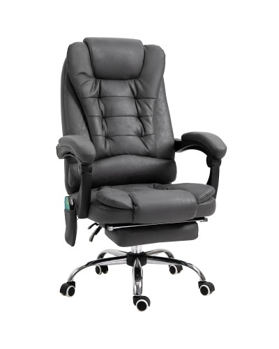 Massaging and Reclining Office Chair with Heating and Adjustable Height, Grey