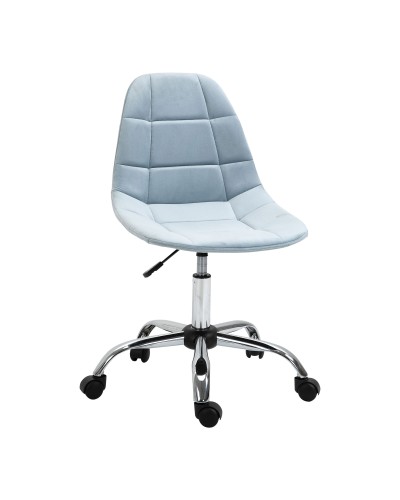 Ergonomic Office Chair, Swivel Desk Chair, Armless Adjustable, Light Blue, 59x59x81-91cm