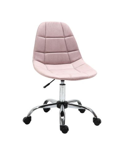  Sedia da Ufficio Girevole , Design Ergonomico e Regolabile Senza Braccioli, Rosa, 59x59x81-91cm