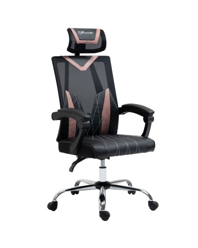 Ergonomic Office Chair Reclining 130° with Lumbar and Headrest Support, 58x62.5x112-120cm