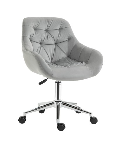 Ergonomic Swivel Office Chair Adjustable Height with Wheels Velvet Upholstery 59x58x80-90cm Grey