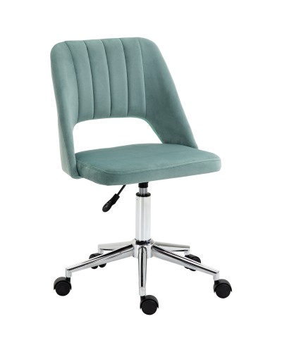 Ergonomic Height-Adjustable Velvet Office Chair, 49x60x79-91 cm, Teal