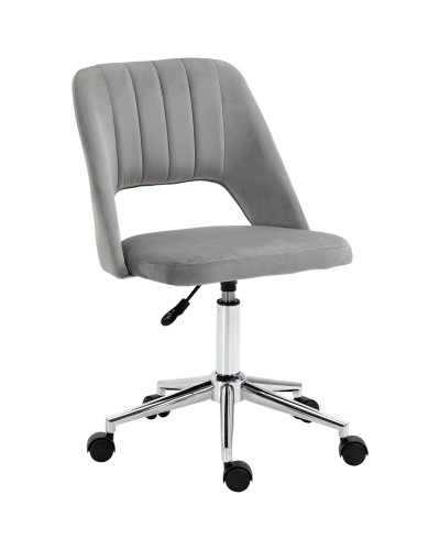  Sedia da Ufficio Ergonomica e Girevole, Sedia Imbottita per Scrivania con Altezza Regolabile, Grigio 49x60x79-91cm