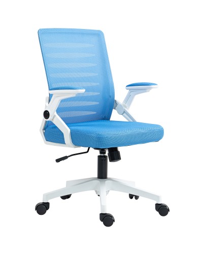  Sedia Ergonomica Girevole ad Altezza Regolabile con Braccioli, 54x54x89-99 cm, Bianca e Azzurra