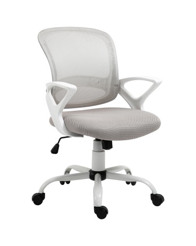  Sedia da Ufficio Basculante in Tessuto a Rete Grigio, Sedia da Scrivania Ergonomica e Girevole con Altezza Regolabile