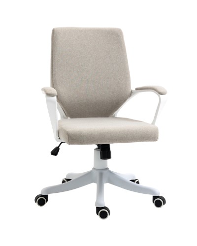  Sedia da Ufficio Ergonomica con Altezza Regolabile e Funzione Dondolo, 62x69x92-100cm, Beige