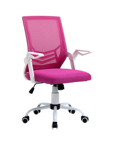 Ergonomic Adjustable Height Office Chair with Flip-Up Arms, 360° Swivel Padded Desk Chair with Rocking Function