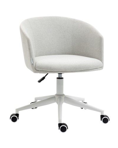 Adjustable Height Office Chair with Wheels, Swivel Fabric Seat, Light Grey