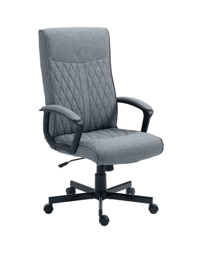  Sedia da Ufficio Girevole con Funzione Dondolo e Altezza Regolabile, 65x72x102-112.5cm, Grigio