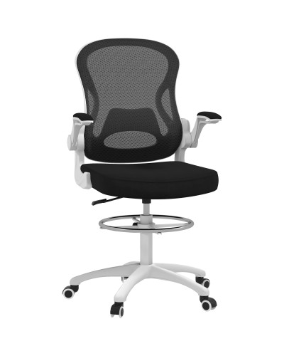 Ergonomic Breathable Mesh Office Chair with Adjustable Height and Flip-Up Armrests, 59x65x110-130 cm