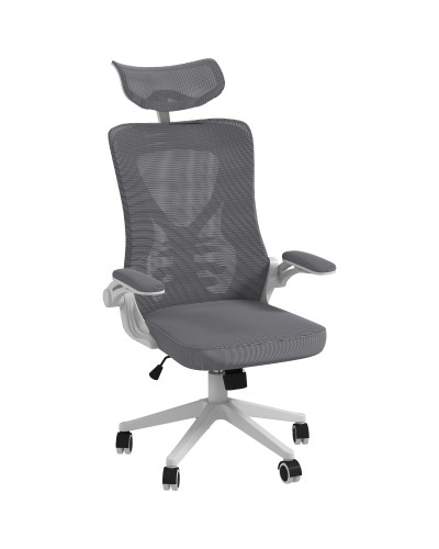  Sedia da Ufficio ad Altezza Regolabile con Supporto Lombare e Braccioli Ribaltabili, 65x64x120-130 cm