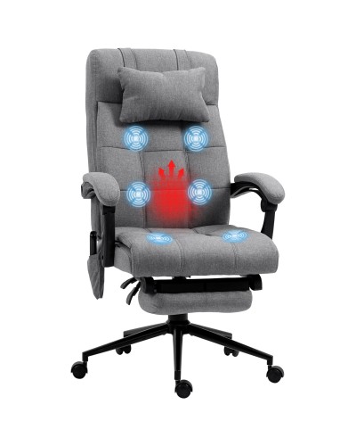 Reclining and Heated Office Chair with 6 Massage Points and 5 Modes, Gray