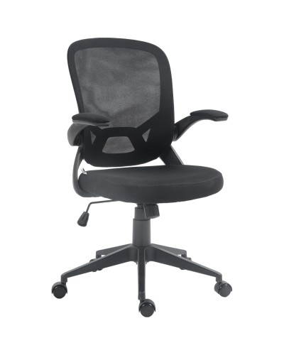 Ergonomic Office Chair with Adjustable Height, Flip-Up Armrests, and Mesh Fabric, Black