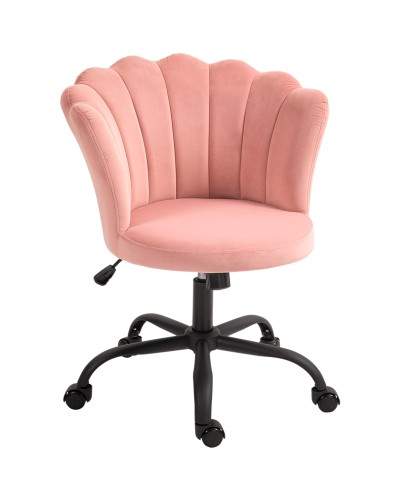Petal Backrest Armless Velvet Office Chair - Pink