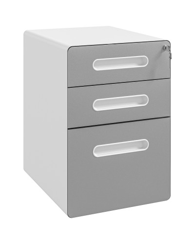  Cassettiera per Ufficio a 3 Cassetti con Serratura, Ruote, Portadocumenti Formato A4, Legale e Lettera, Grigio Chiaro