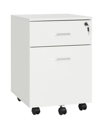 2-Drawer Office Filing Cabinet with Lock & 5 Wheels, Chipboard, 40x49x58 cm, White