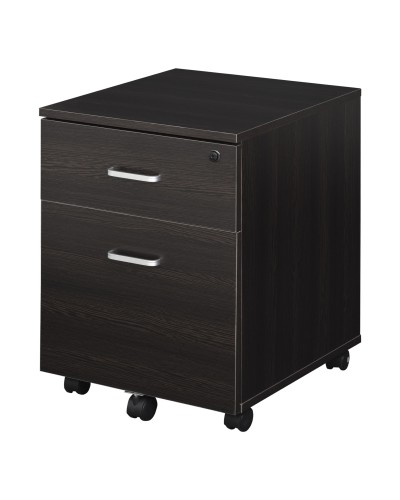  Schedario da Ufficio Cassettiera Per Scrivania in Legno, 2 Cassetti, Serratura con 2 Chiavi, Nero, 40x45x55.6cm