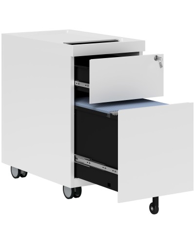 Office Filing Cabinet with 2 Drawers, Envelope Slot, and Hanging Rail, Steel, 30x50x53.5 cm, White