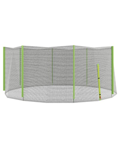  Rete di Protezione per Trampolini a 8 Pali con Ingresso con Cerniera, in PE, Ø366x180 cm, Nero e Verde