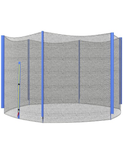 Trampoline Safety Net for 6 Poles with Zipper Entrance, PE, Ø305x180 cm, Black and Blue