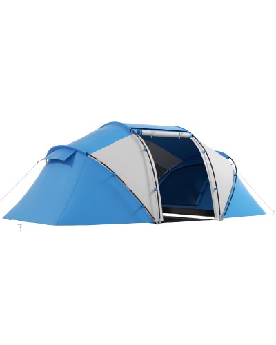 4-Person Camping Tent with 2 Sleeping Areas and Carry Bag, 430×240×170 cm, White and Blue