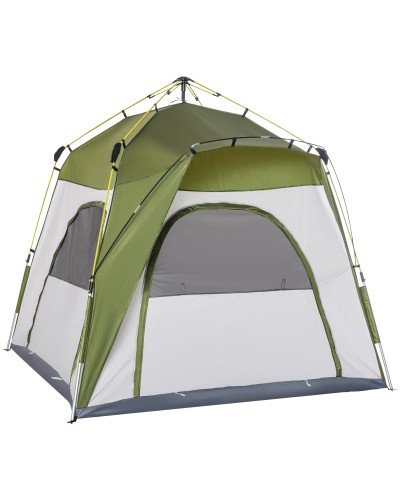 2 Person Pop Up Camping Tent with Zipper Door and 3 Windows, 240x240x199 cm, Green