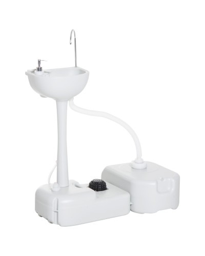 Portable Camping Sink with 2 Wheels, 17L Water Tank & 2.5L Soap Dispenser, 83x50x103cm