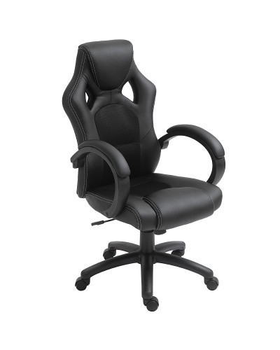 Adjustable Height Gaming Chair, Rocking Office Chair, Swivel and Reclining, 71x61x108-118 cm, Black