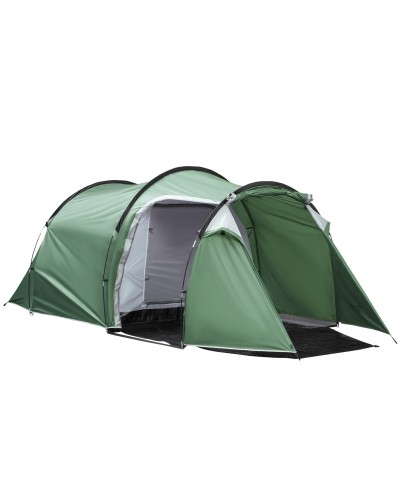2-4 Person Camping Tent with Waterproof Groundsheet & Zipped Doors, 426x206x15 cm, Dark Green