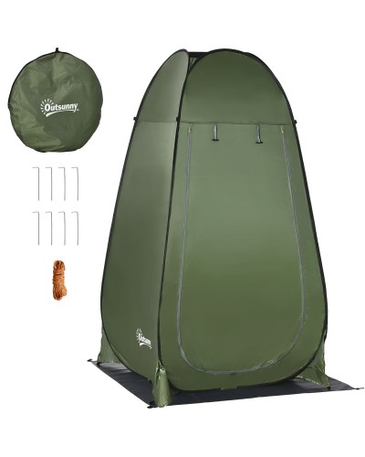  Tenda Doccia da Campeggio e Spiaggia con Porta a Cerniera e Borsa di Trasporto, 126x124x189 cm, Verde Scuro