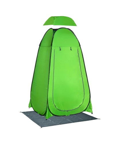  Tenda Doccia da Campeggio per Esterni con Porta a Cerniera, Borsa, Portaoggetti e Gancio, 126x124x189cm, Verde