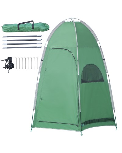 Camping Shower Tent with Carry Bag and Storage Pocket 122x122x213cm, Green