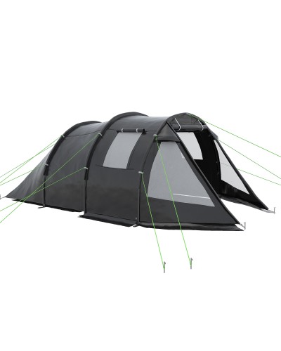  Tenda da Campeggio 3 Posti con 2 Stanze Interne con Finestre e Coperture, 475x264x172 cm, Nero
