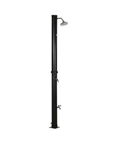 20L Solar Shower with Lower Tap and Adjustable Temperature, Zinc Alloy, 15.5x15.5x222 cm, Black
