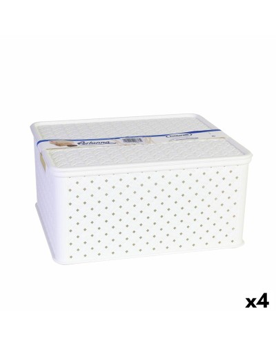 Opbergbak met Deksel Tontarelli Arianna 33 x 29 x 16 cm (4 Stuks) Wit 13 L
