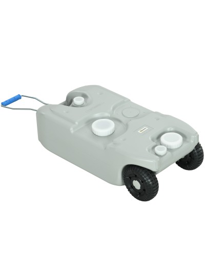 40L Camping Water Tank with Wheels and Adjustable Handle, Includes Hose and Tap, Gray
