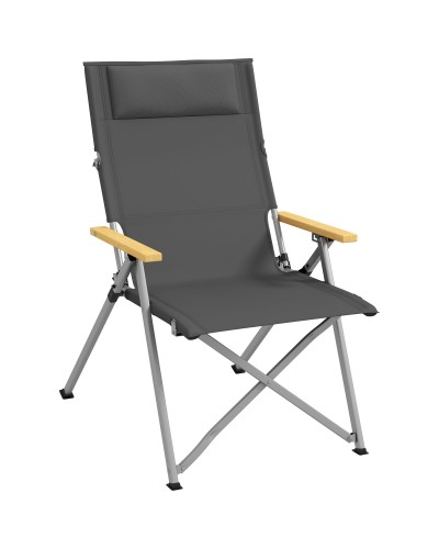 Adjustable Backrest Folding Camping Chair, Aluminum and Polyester, 74x59.5x98 cm, Gray and Silver