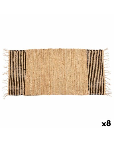 Tapijt Zwart Natuurlijk Strepen 70 x 1 x 140 cm (8 Stuks)