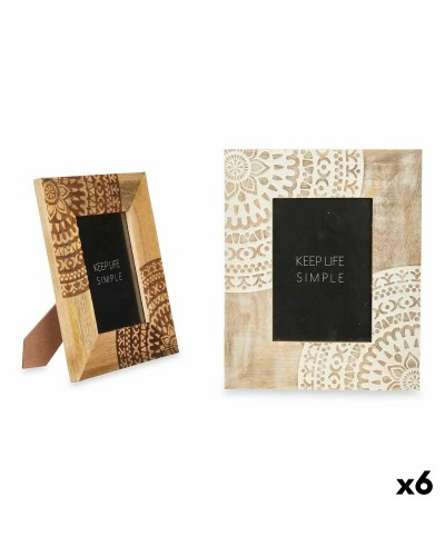 Mangofotornahmen Mandala aus Holz, weiß und braun, 22,3 x 28 x 1,5 cm
