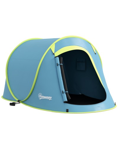  Tenda da Campeggio Pop Up Impermeabile con Accessori e Borsa di Trasporto, 245x148x105 cm, Blu
