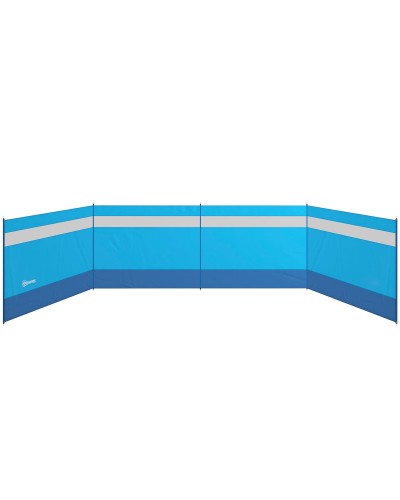  Paravento da Spiaggia Pieghevole Frangivista in Poliestere con Barre in Acciaio, 725x140 cm, Azzurro