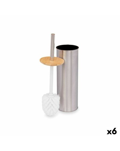 Toilet Brush Bamboo Silver | Stainless Steel | Set of 6 | 9.5 x 27.5 x 9.5 cm
