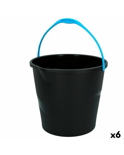 Cubo Colorbaby Negro de 10 L con Asa | Ideal para Residuos y Limpieza | Set de 6
