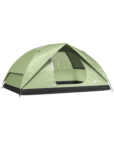  Tenda da Campeggio per 3 Persone Impermeabile con Tasche, Gancio per Lanterna e Borsa di Trasporto, Verde