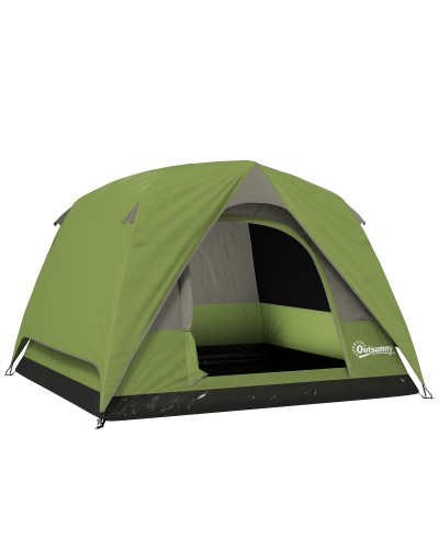  Tenda da Campeggio per 3 Persone Impermeabile con Tasca, Gancio per Lanterna e Borsa, 2x2x1.35m, Verde
