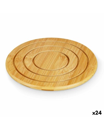 Salvamanteles Redondo de Bambú Natural | Set de 24 | 19 x 1 x 19 cm | Protección de Superficie

